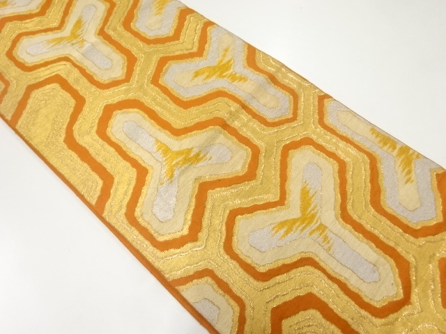 JAPANESE KIMONO / ANTIQUE FUKURO OBI / SILK / WOVEN BISHAMON KIKKO